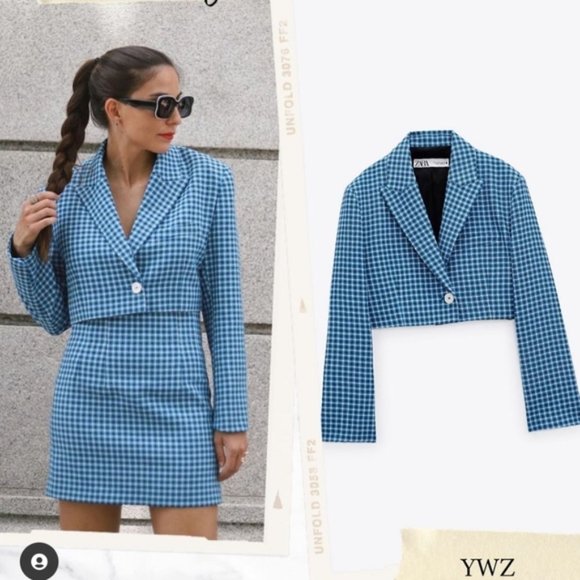 NWT Zara 2 pcs PLAID CROPPED JACKET + MINI SKIRT - Picture 2 of 11